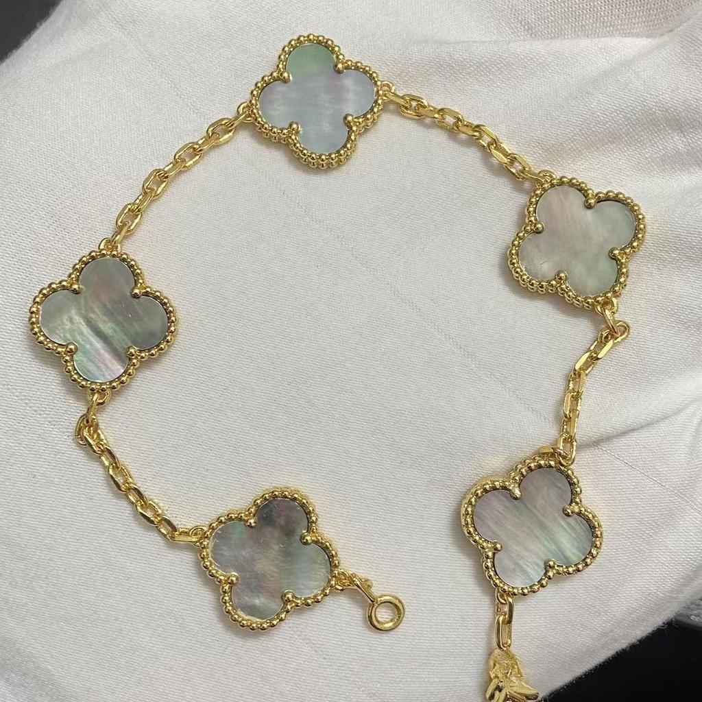 Nuova Versione Bracciale Quadrifoglio Cinque Fiori Agata Rossa Naturale Madreperla Bianca Bracciale da Donna Bracciale Laser