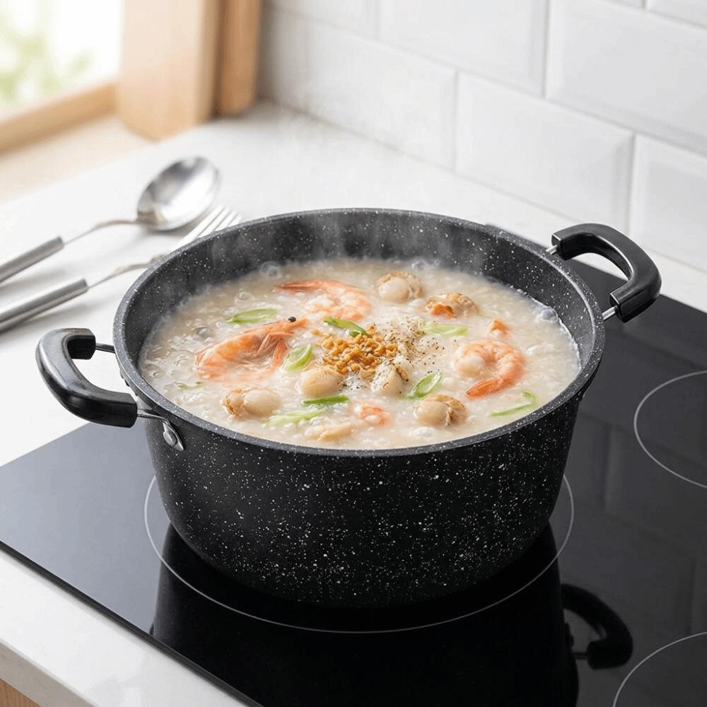 with Glass Lid Double-ear Handle Soup Pot Aluminum Zinc Zinc Alloy Saucepan Slow Cooker  Porridge
