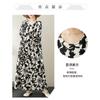 Round Neck Long Sleeve Loose Literary Vacation Style Dress