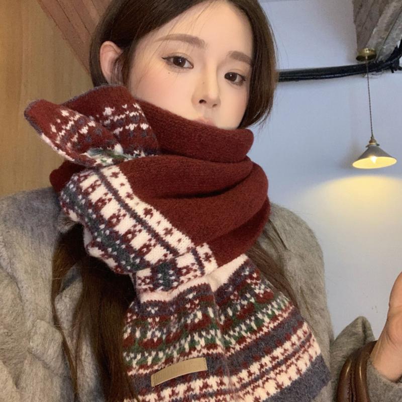 Women Soft Sweet Jacquard Knitted Scarf Headscarf Ladies Casual Warm Scarve Mujer Wrap Shawl New Winter Student Young Girl