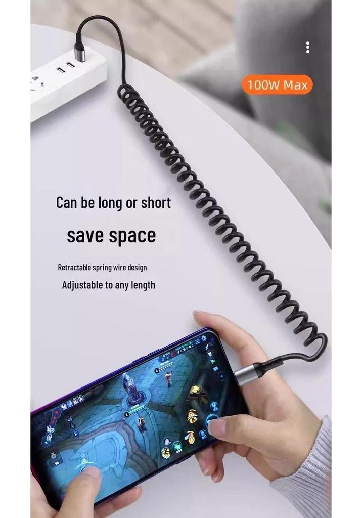 Huawei Honor Type-C Fast Charge Retractable Spring Cable for Car Interconnection
