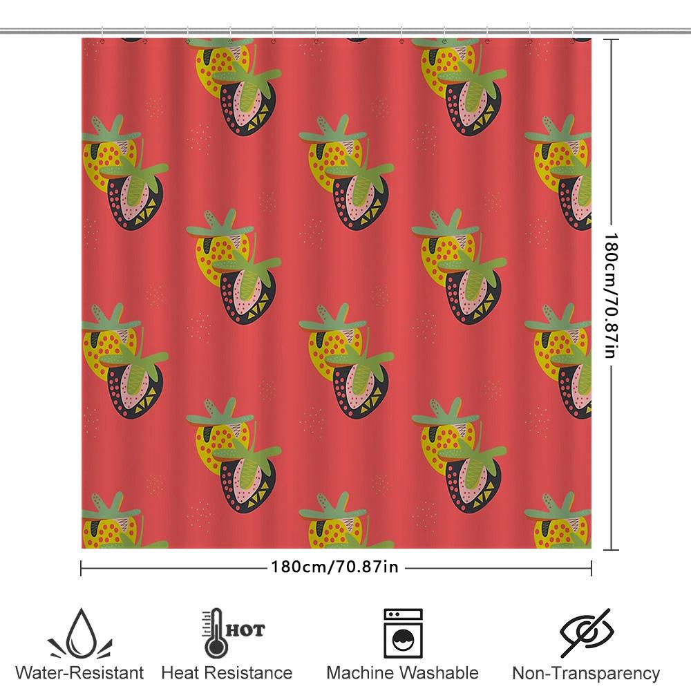 Cute Watermelon Shower Curtain Tropical Summer Vibes Bathroom Decor Beach Themed Fabric Liner Waterproof Set