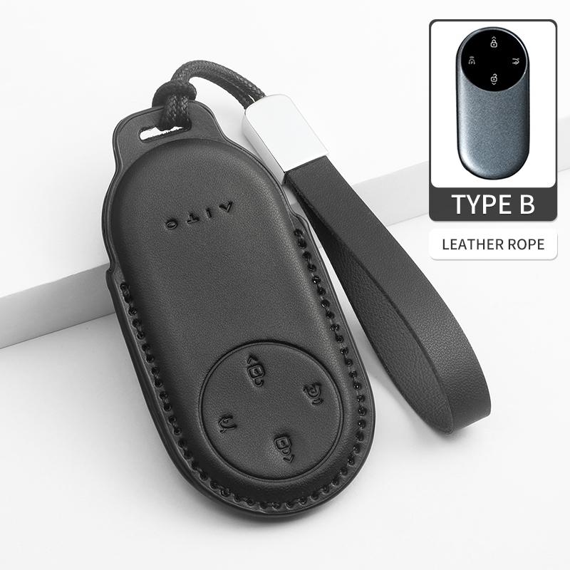 Interior Mouldings Leather Case Cover Car Key Protector Shell Fob Accessories For Aito M5 M7 2024 2022 2023