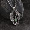Collana con Ciondolo Fenice Vintage con Pietra Sintetica - Accessorio Tendenza Moda per Donne e Uomini