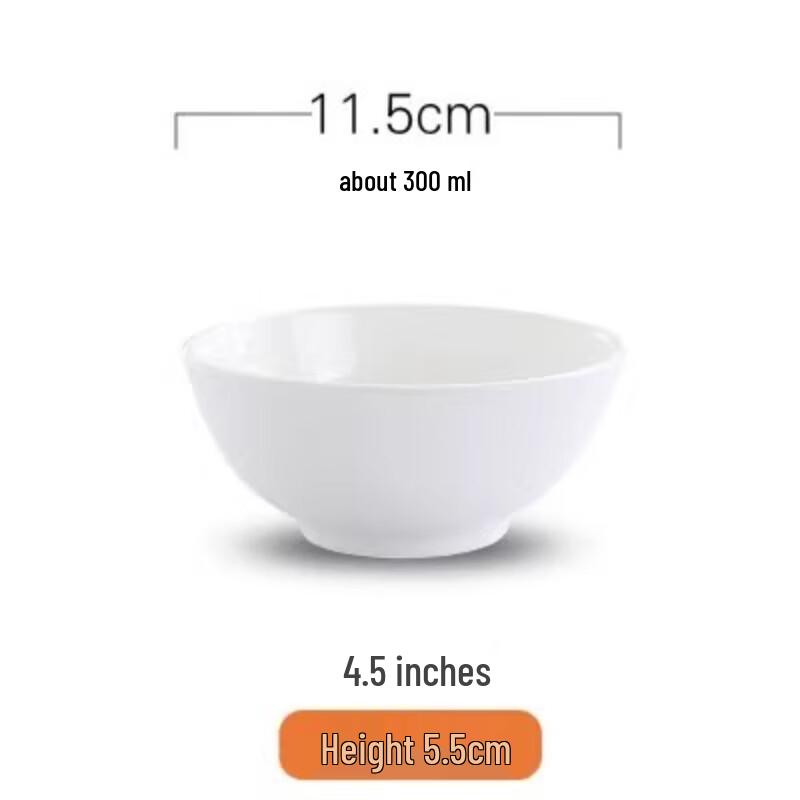 Pure White Ceramic Rice Bowl Set (10-Pack)