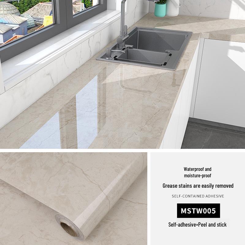 Waterproof, Oil-Proof Marble Self-Adhesive Wallpaper for Bathroom, Kitchen, Living Room, and Toilet Renovation.