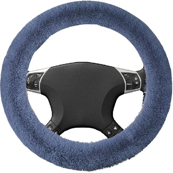 Wuyaoyao Fuzzy Car Steering Wheel Cover, 15   Soft Auto Steering Wheel Protector For Warm Winter, Elastic Anti-Slip Fluffy Wheel Covers, Universal