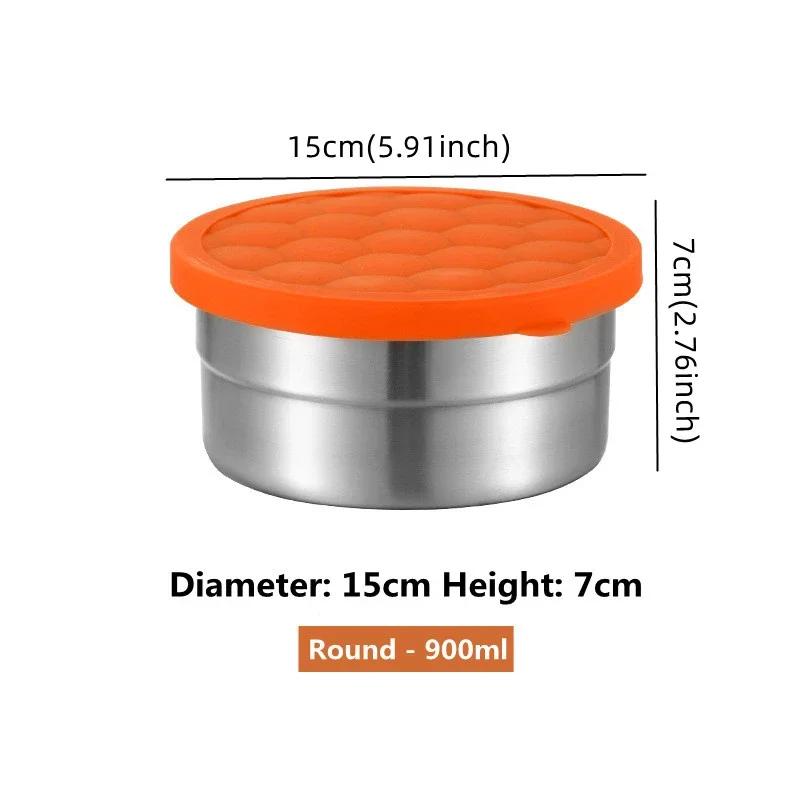 304 Edelstahl Lunchbox Kühlschrank Frischhaltebox mit Silikondeckel Lebensmittelaufbewahrungsbehälter Bento Küchenorganisator