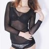 Tricouri cu mânecă lungă pentru femei, primăvară, vară, sexy, cu plasă neagră, tricouri, transparente, punk, club, tricouri, maiuri de plajă