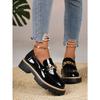 Metal Chain Low-top Shoes 2025 Autumn New Platform Muffin Kick Plus-size Loafer Girl