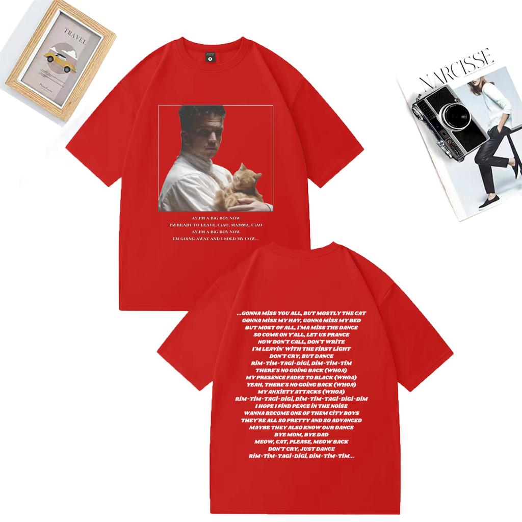 Baby Lasagna Rim Tim Tagi Dim Eurovision Móda Tričko Unisex DÁMSKÉ vtipné Kočka krátký rukáv Trička Unisex oversized Bavlněná trička