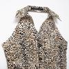 Fashion Style 2024 Summer New Women's Halterneck Collar Linen Blend Animal Print Shirt Dress 2587152