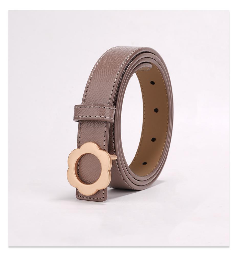 Women's Belt Summer New Flower Buckle Simple and Fashionable Retro with Jeans Black Trendy Student Decorative Belt