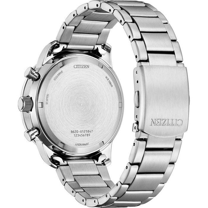 Citizen Stainless Steel Chronograph Eco-Drive Green Dial Men's Watch Ca4500-91X, Silver