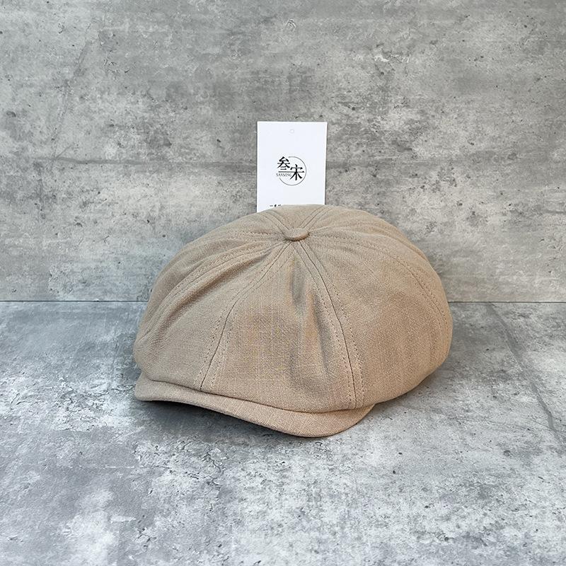 

Big Head Circumference Showing Face Small British Gentleman Retro Men S And Women S Peaked Caps Cotton And Linen Octagonal Hats Large Version Beret XL62CM