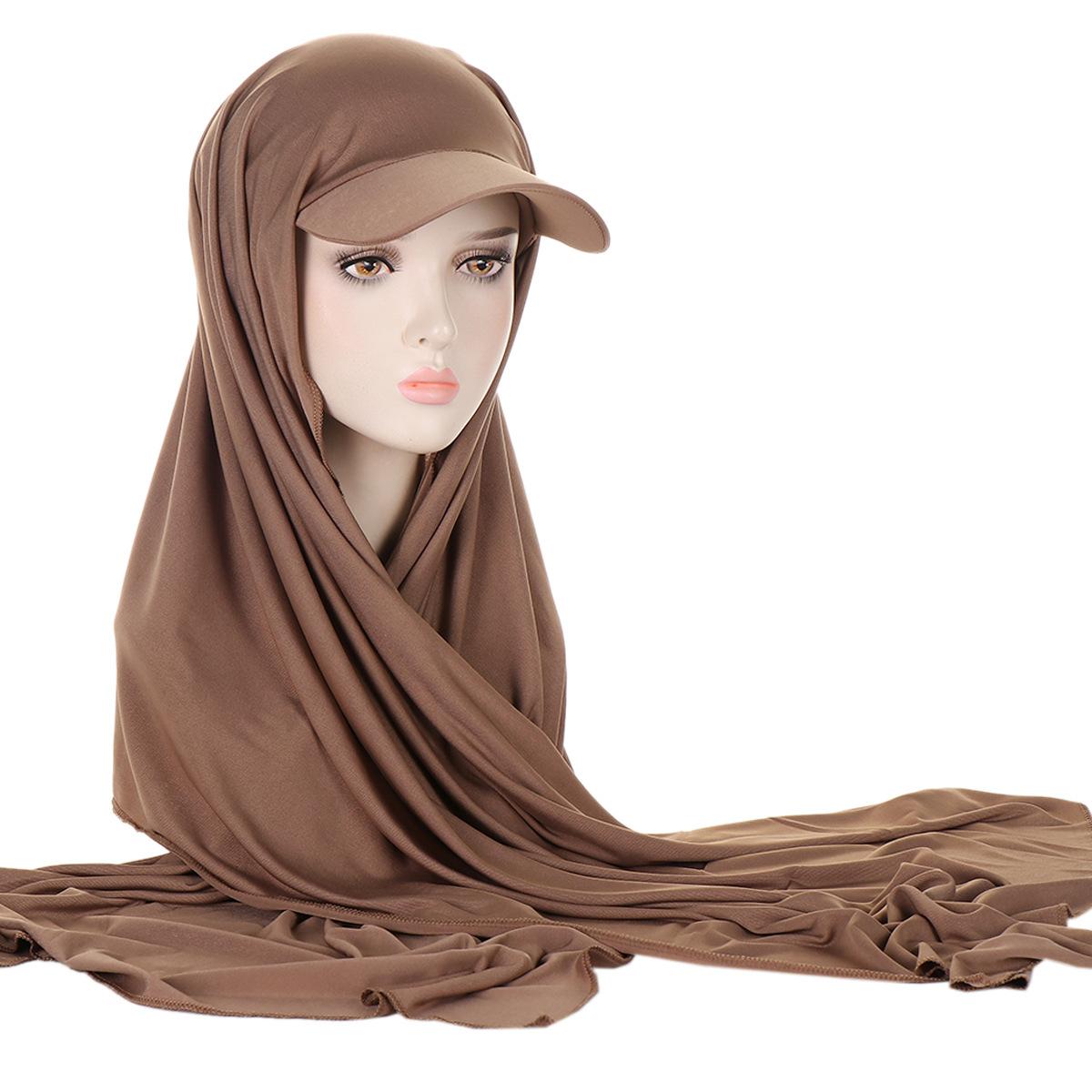 

13 цветов, новый женский модный шарф, хлопковая бейсболка, интегрированный шарф, шляпа, мусульманский хиджаб хаки