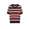 Women's Spring Clothing Preppy Style Athleisure Stripes round Neck Short Sleeve Fashion Knit Top 0014006