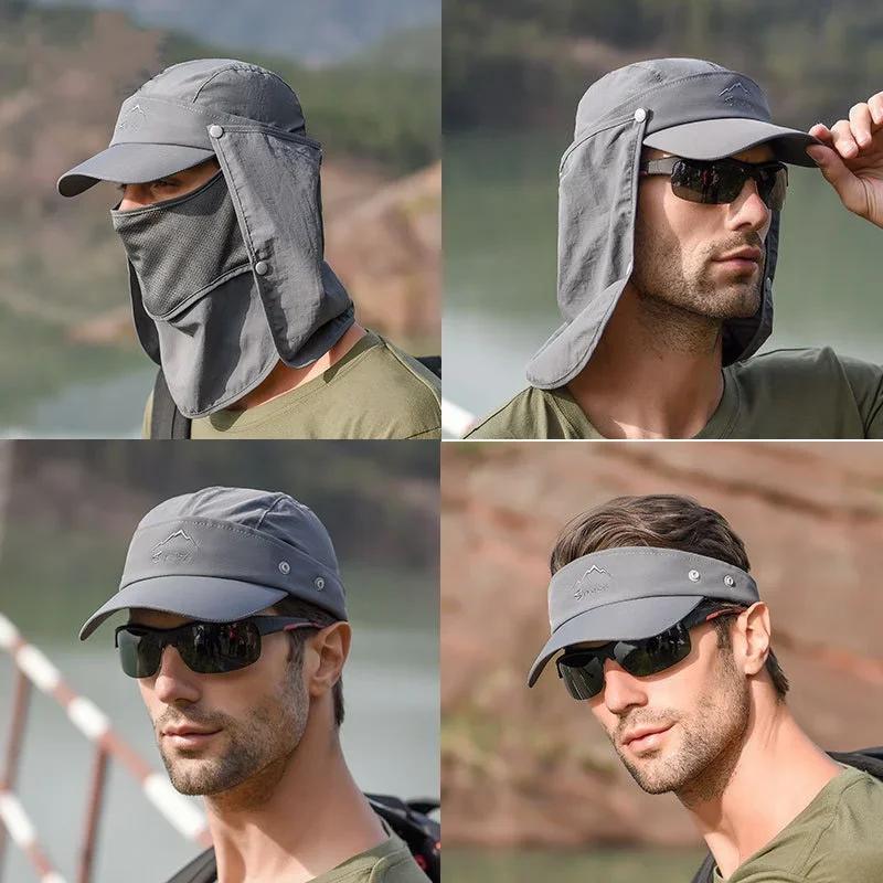 Foldable Sun Visor Hat with Detachable Mosquito Veil Breathable Outdoor Protection for Camping Fishing Hiking
