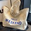 Bolsa tote de lona versão coreana da moda bolsa de ombro simples para estudante bolsa de compras feminina