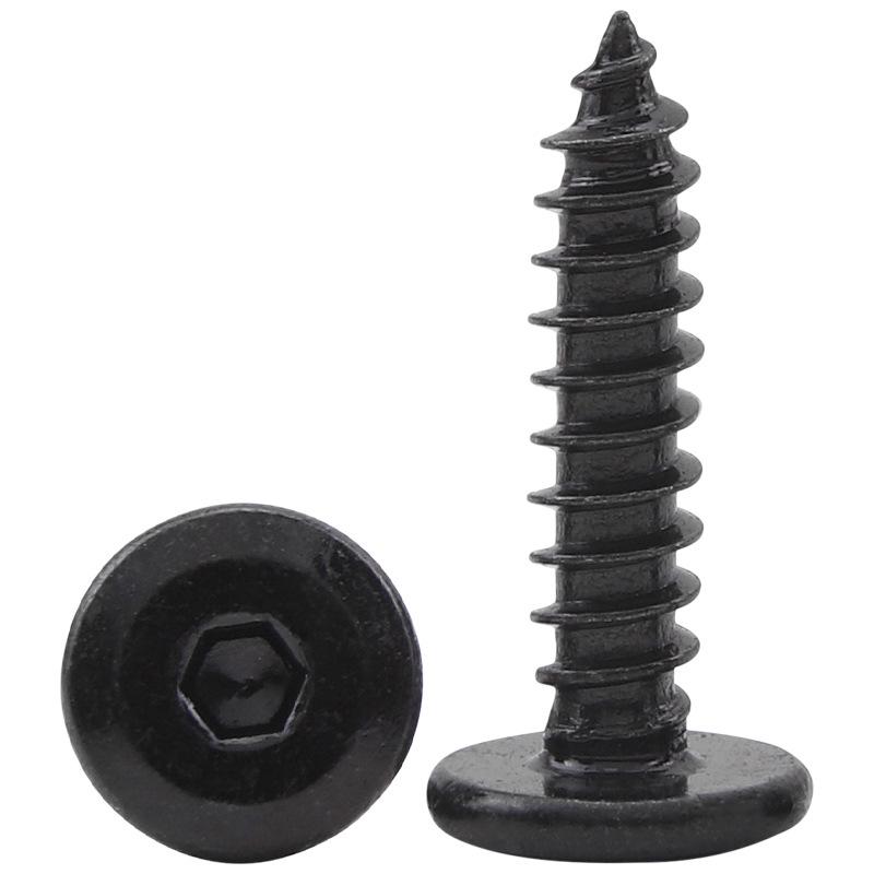 Carbon Steel Black Chamfered Hex Socket Self-Tapping Screws M3/M4/M5