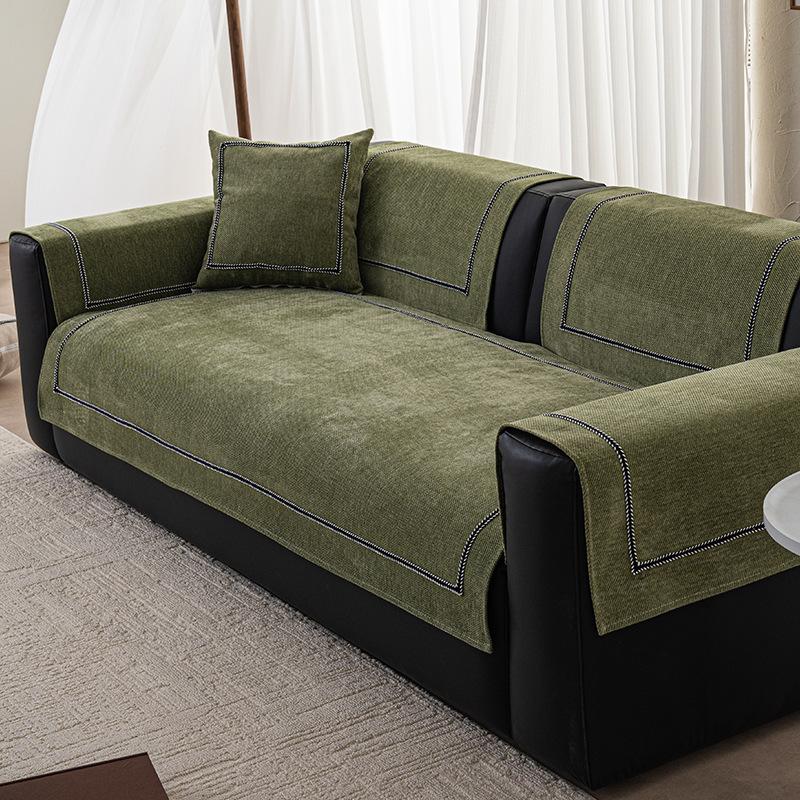 Simple Wind Maca Velvet Sofa Cushion, Universal Non-Slip In All Seasons, Advanced Straight-Breasted Leather Sofa Seat Cushion  New Cover Cloth