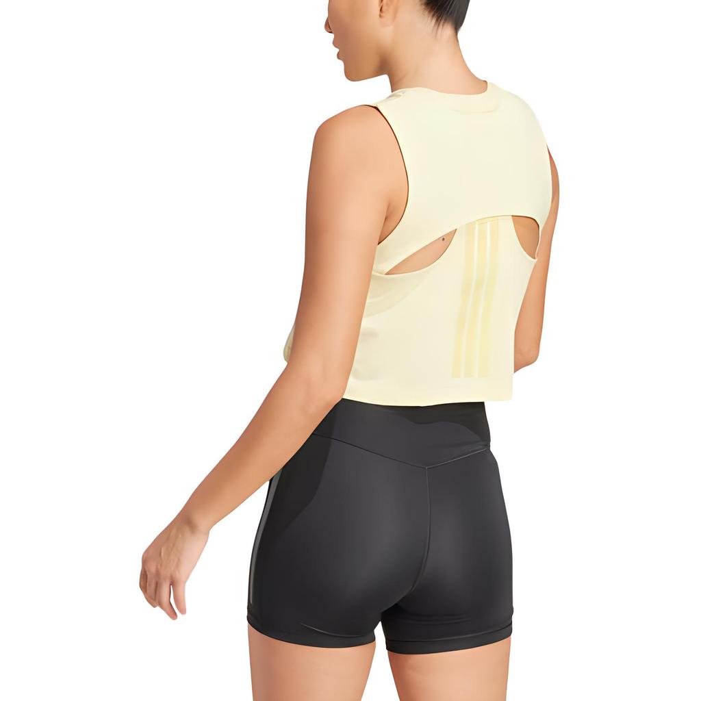 adidas Womens Power 3-Stripes Boxy Tank Top Powder Yellow Women Streetwear JG6182