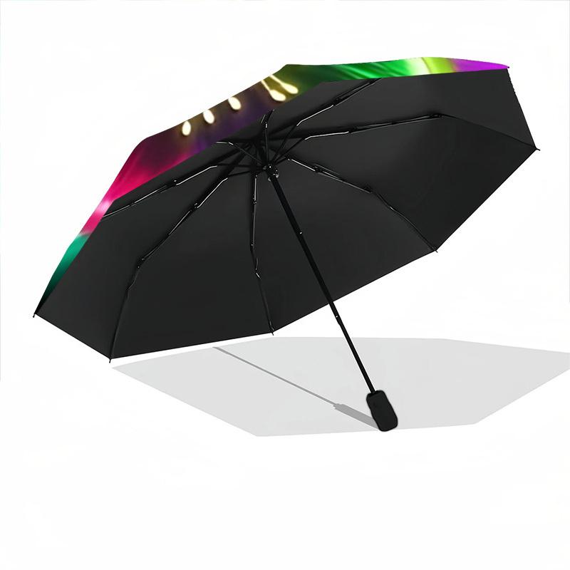 1pc Neon Flower Pattern Automatic Folding Umbrella - Portable Collapsible Design, 8-Rib Iron Frame, Durable Fabric yy251125033