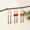 Retro Hong Kong-Style Tassel Earrings: Versatile Gold Drop Earrings for Qipao and Hanfu