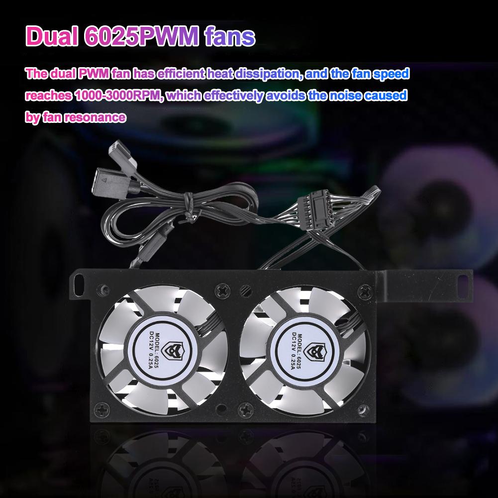 Memory Radiator ARGB Syn RAM Memory Cooling Fan with Dual 60mm Fan PWM 1000-3000RPM for DDR/DDR2/DDR3/DDR4/DDR5