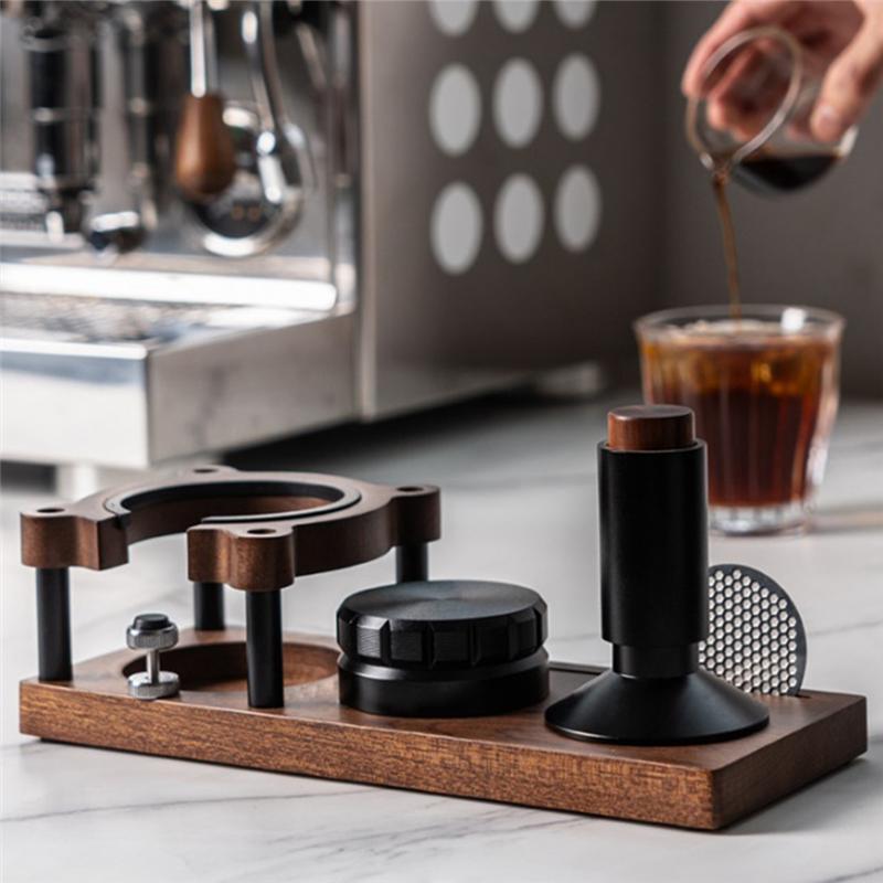 AD23-Coffee Grinder Storage Rack Wooden Coffee Tamper Holder Multi-Functional Coffee Accessories Shelf