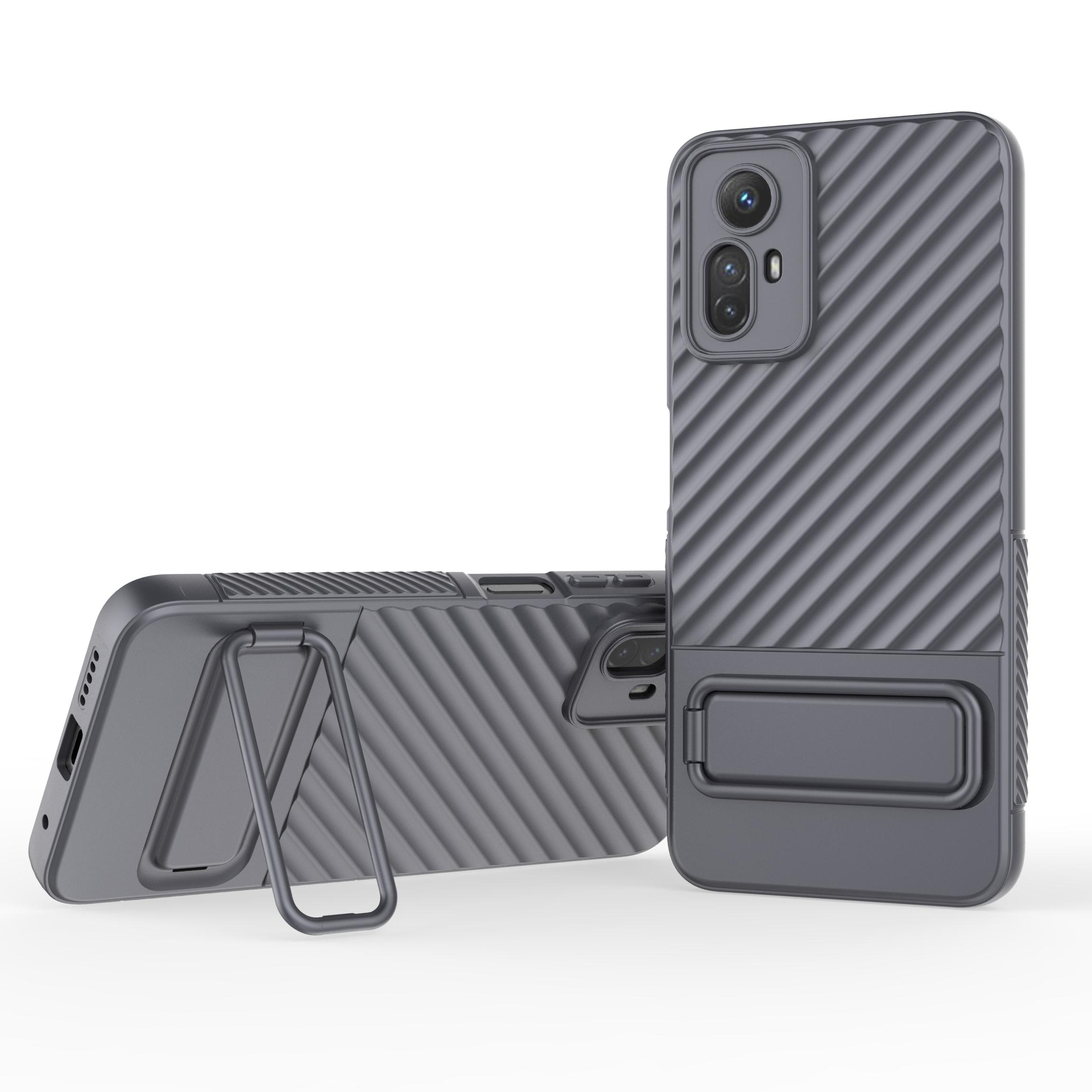 

For Xiaomi Redmi Note 12S 4G Flexible Soft TPU Case Scratch Resistant Non-Slip Kickstand Phone Cover Grey