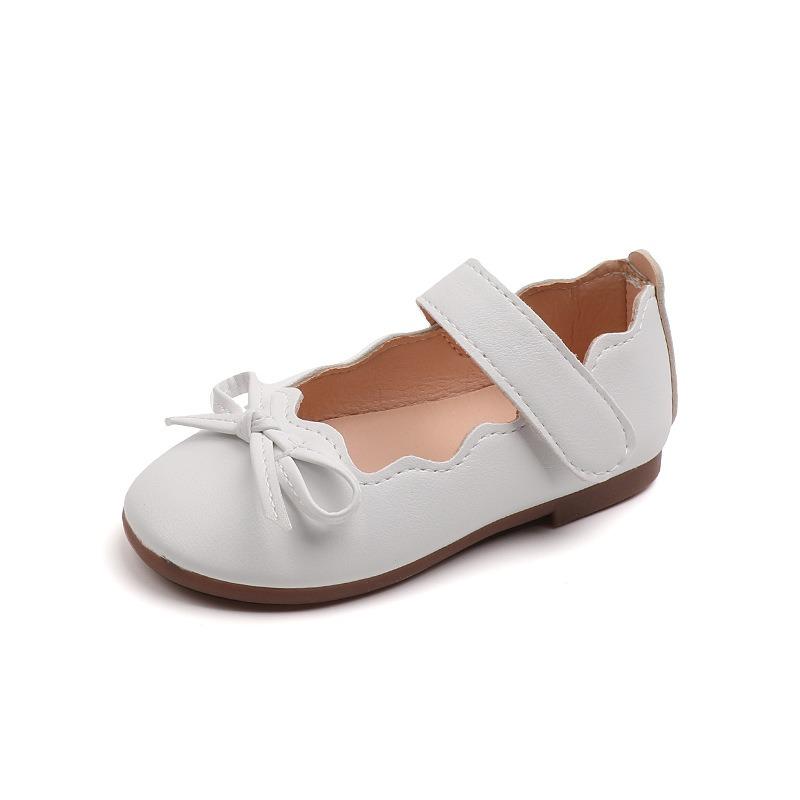 Children's Square-Toe Leather Shoes Girls Fashion Little Bow Flats Toddler Princess Shoes Dance Footwear