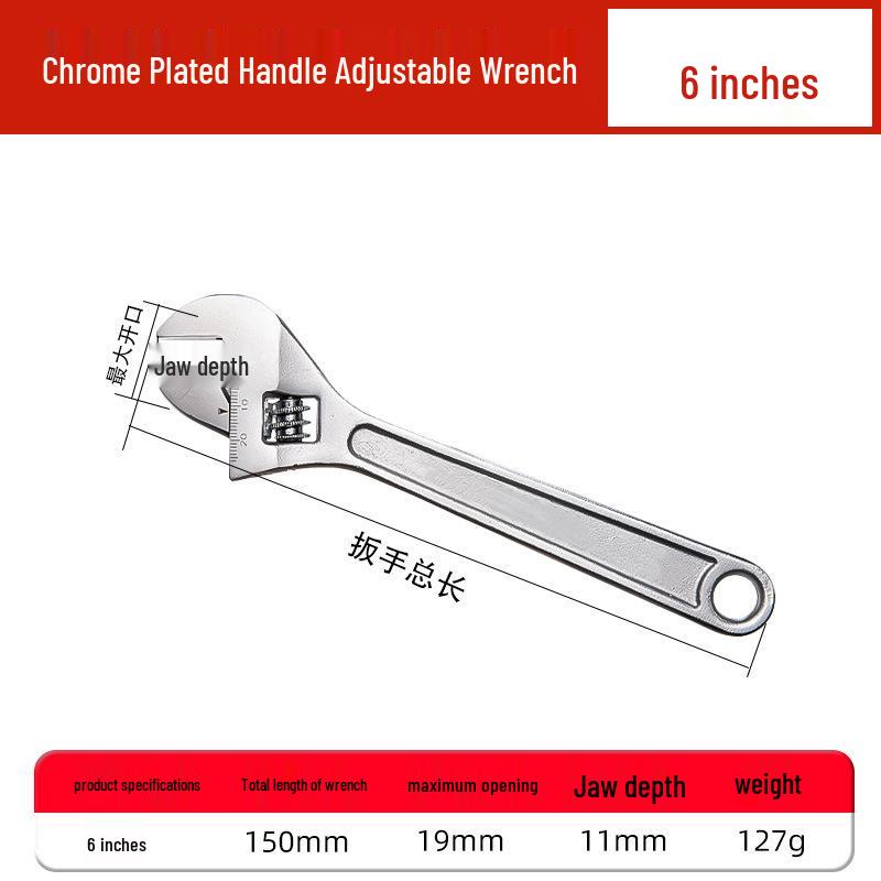 Rubber-coated adjustable wrench for auto repair, vehicle maintenance, and household use with open-end plastic handle.