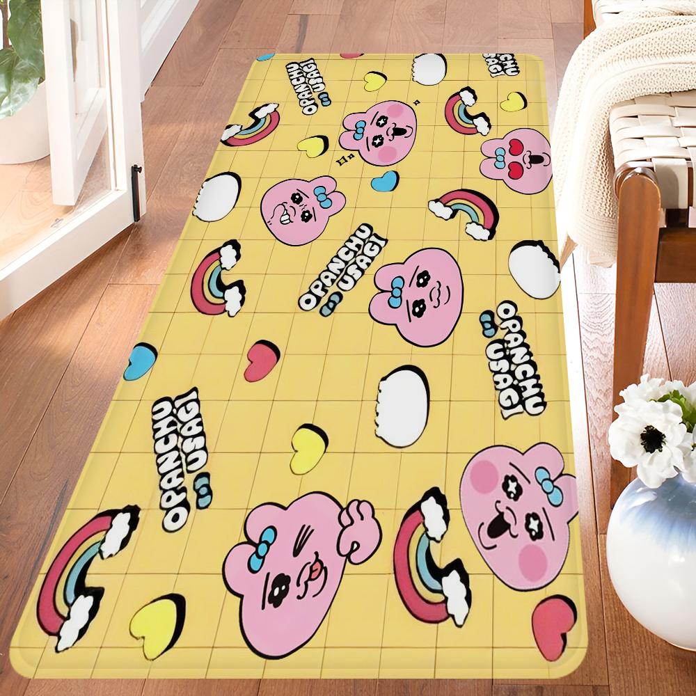 O-Opanchu U-Usagi Cartoon Cute Kitchen Mat Kids Room Bedroom Decoration Balcony Anti-Slip Doormat Living Room Alfombra