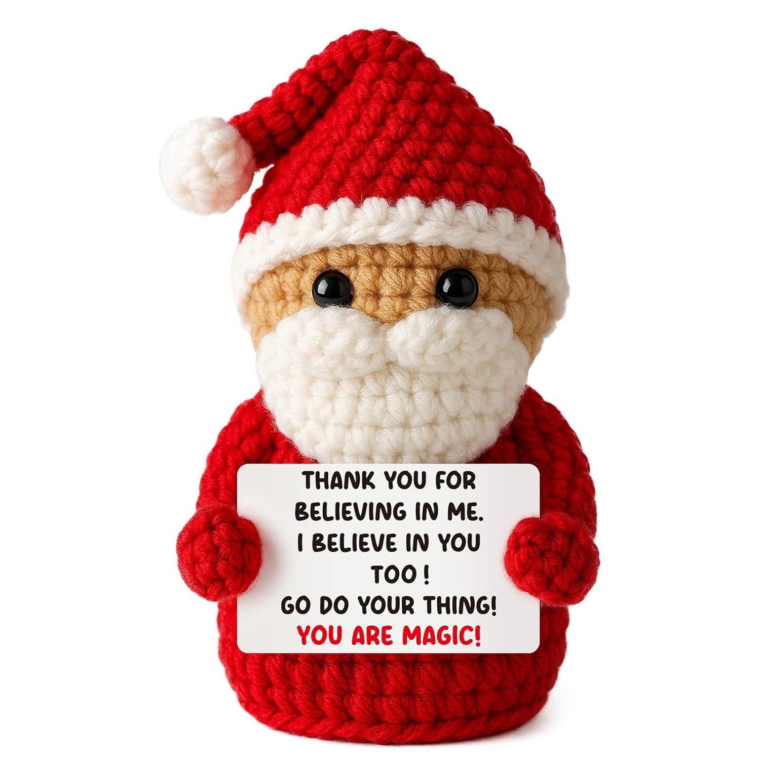 

New Knitted Positive Cow Doll Handmade Emotional Support Positive Crochet Xmas Tree Gifts for Christmas New Year Birthday