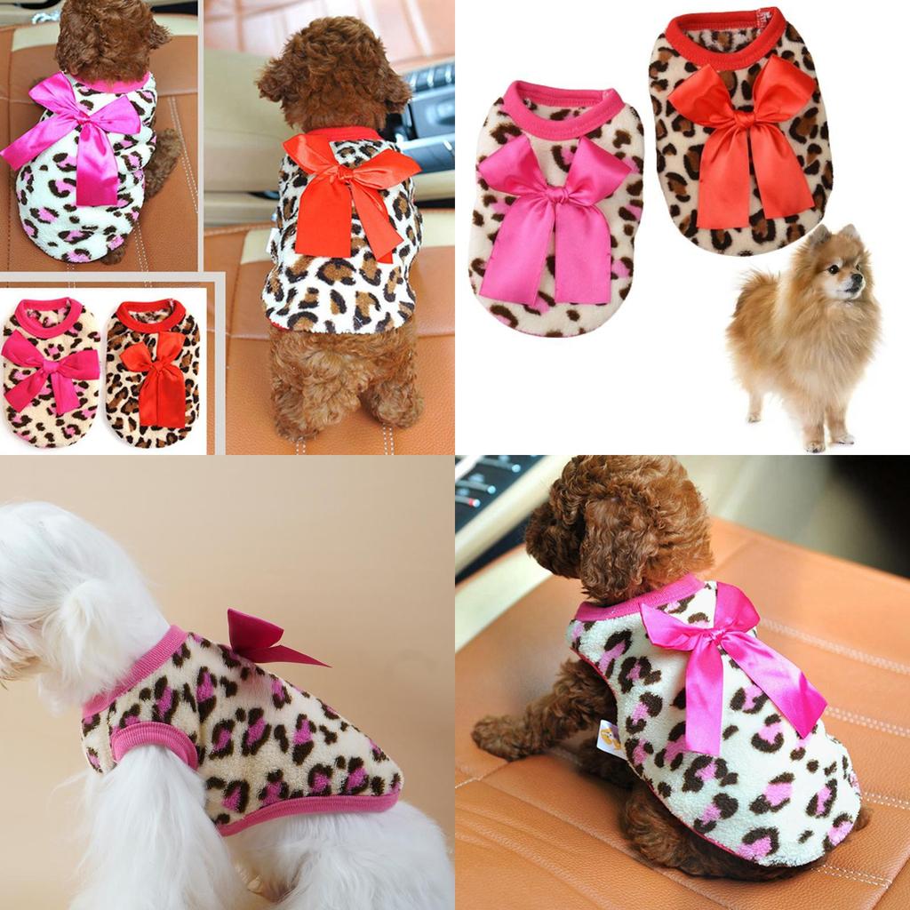 Festive Coral Fleece Pet Clothing For Small Dogs With Leopard Print Design For Winter