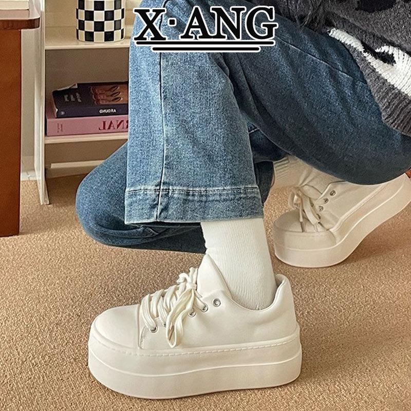 

Leather little white shoes women s thick-soled heightening women s shoes spring new board shoes casual sports shoes bread shoes 40