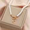 2026 A-Z Pendant Pearl Chain Neckalces for Women Vintage Gold Color Zircon Letter Initial Necklace Trendy Custom Jewelry Gifts