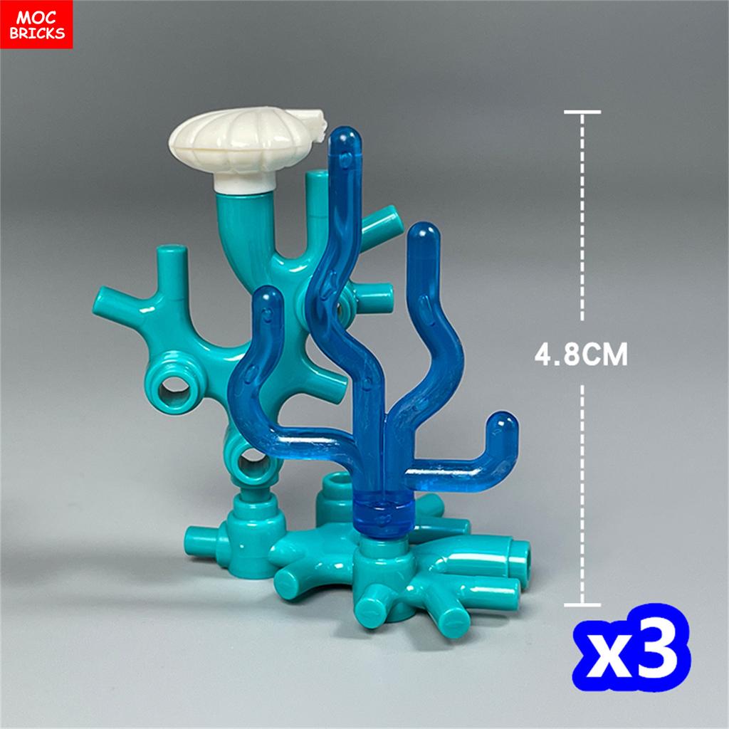MOC Bricks Ocean Animal Plant Coral Sea Scene Shark Octopus Manta Fish Clownfish Building Blocks Toys Children Gift