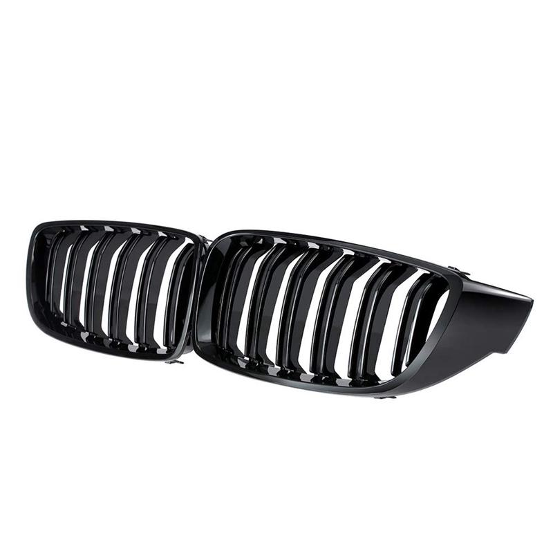 Kühlergrill Gitter Nierengrill Ersatz für BMW 4er F32 F33 F36 F80 F82 Doppelsteg M4 Sport Style Glänzend Schwarz
