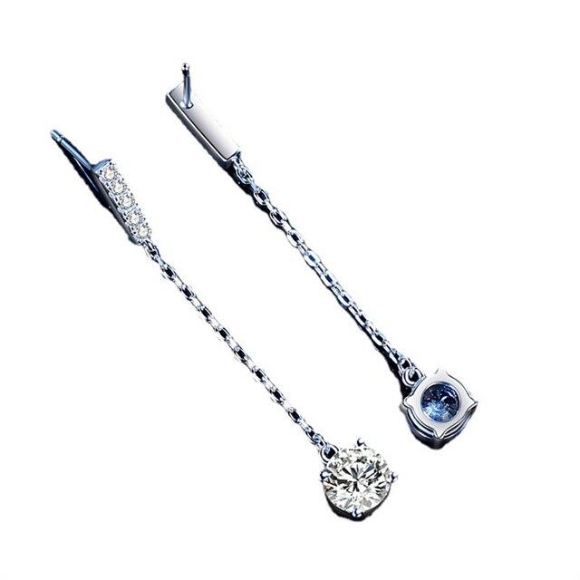 

1 карат Муассанит Бриллианты Стерлингового Серебра 100% 925 Простые Модные Длинные Серьги-Висячие Кисточками Женские Ювелирные Изделия белый