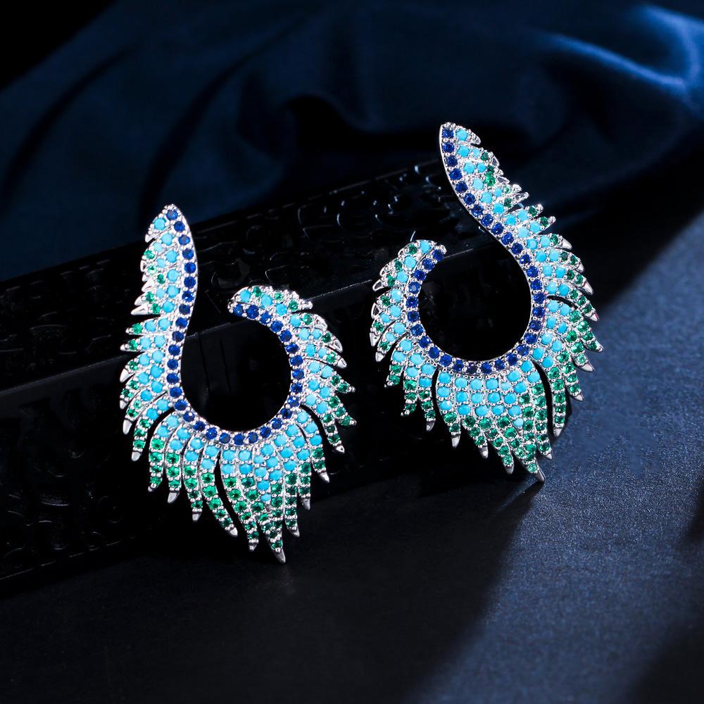 

S925 Silver Bohemian Feather Zircon Earrings