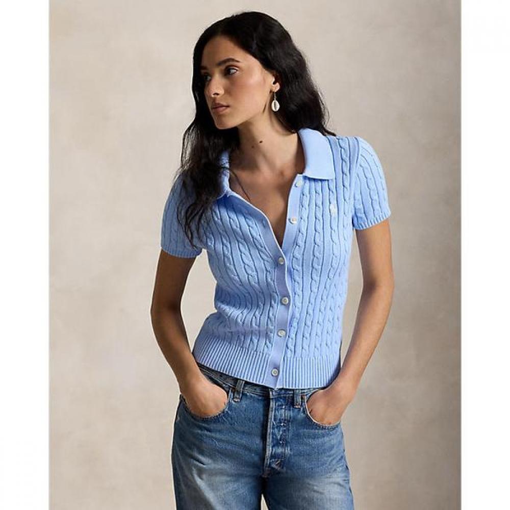 Polo Ralph Lauren Women S Cable Cotton Short Sleeve Cardigan wmpoSwendw20592400 XS