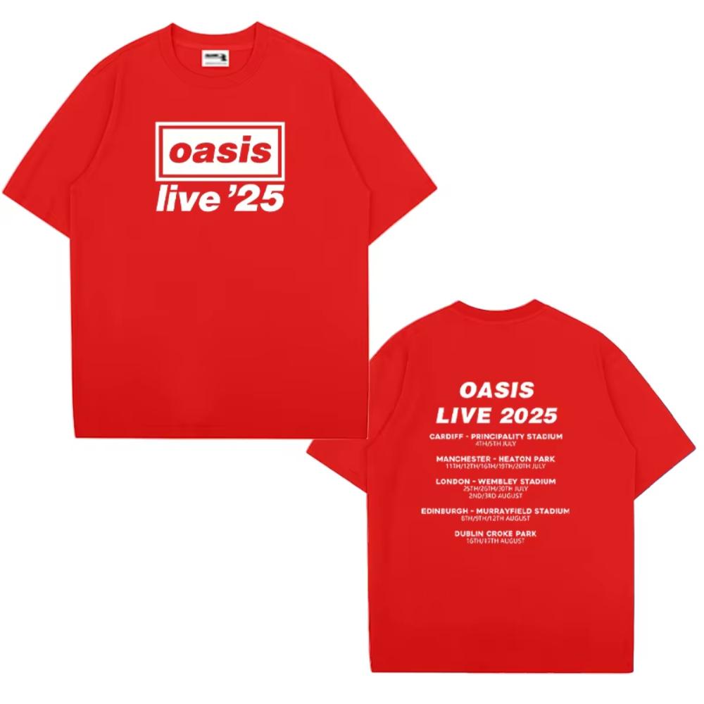 OASIS Live 25 Tour 2025 Vintage Tshirts Men Woman Casual Cotton Tshirt Hip Hop Streetwear Short Sleeve Loose T Shirts Fans Gift