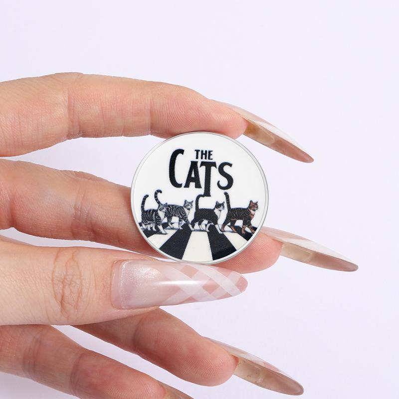 Cats Cosplay Band UV Printing Pins Vintage Rock & Roll Singer Brooches Lapel Badges Cartoon Animal Jewelry Gift for Kids Friends