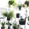 Nordic Black Wrought Iron Floor Plant Stand with Pots for Home, Living Room, Balcony Decoration.