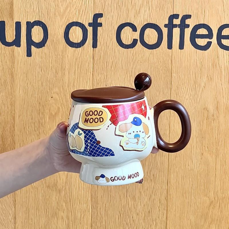 Cana Ceramică Drăguță Ursuleț Unt cu Capac Linguriță pentru Fete Cadou de Ziua de Naștere Suvenir Cană de Cafea pentru Micul Dejun