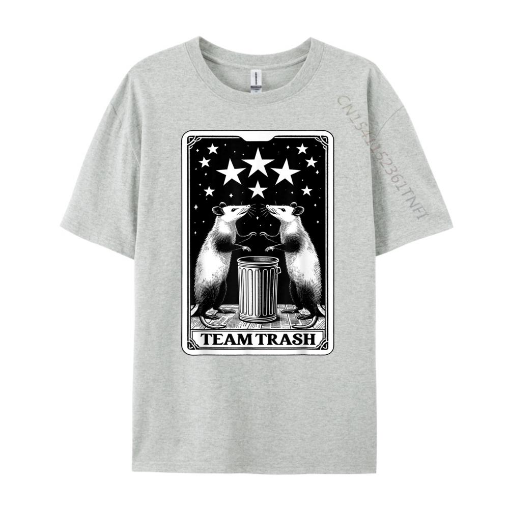 Tarot Card Team Trash Crescent Moon Opossum Raccoon White T Shirt Unisex Breathable Harajuku