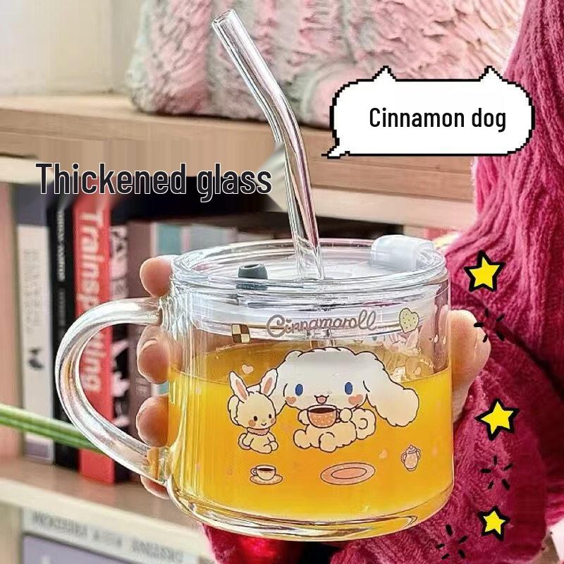 ZISIZ Kuromi Glass Breakfast Cup with Lid