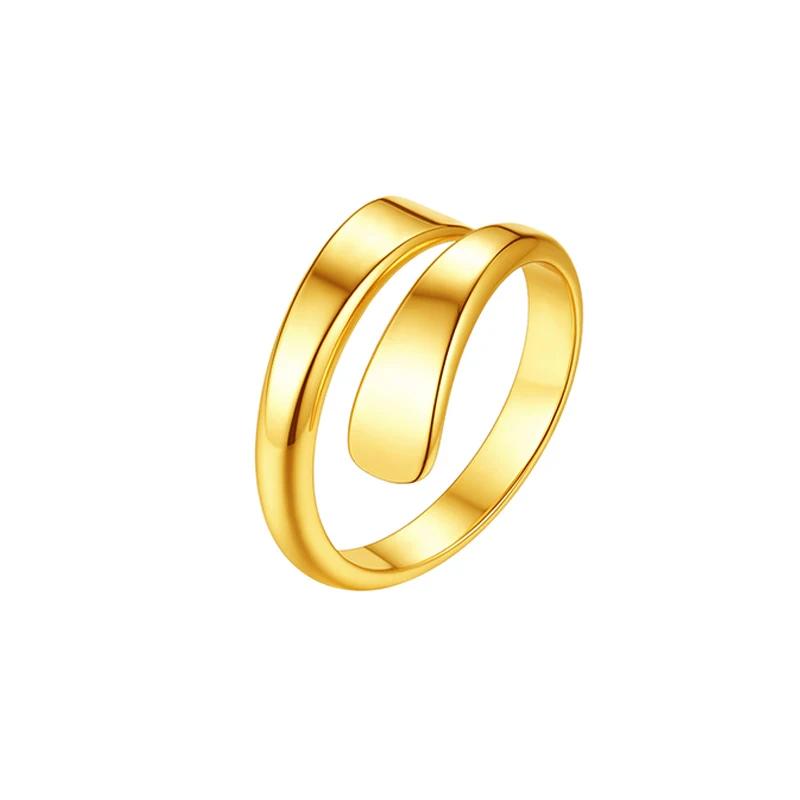 Multiple Styles 14K Gold Color Open Ring Cuffs for Women Arrow Heart Leaf Bamboo Layers Wrapped Resizable Ring Jewelry Gift